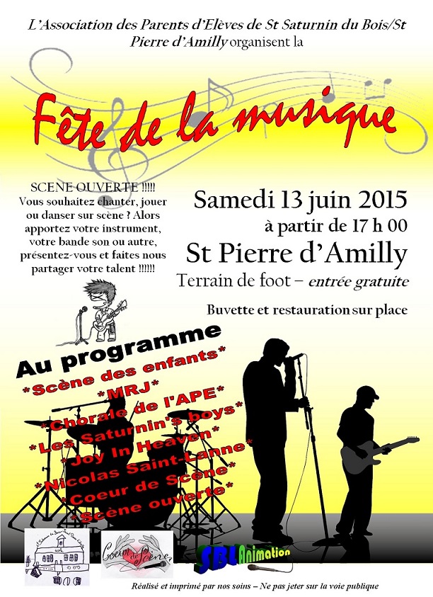 Fête de la musique le 13/06/2015 à Saint-Pierre d’Amilly