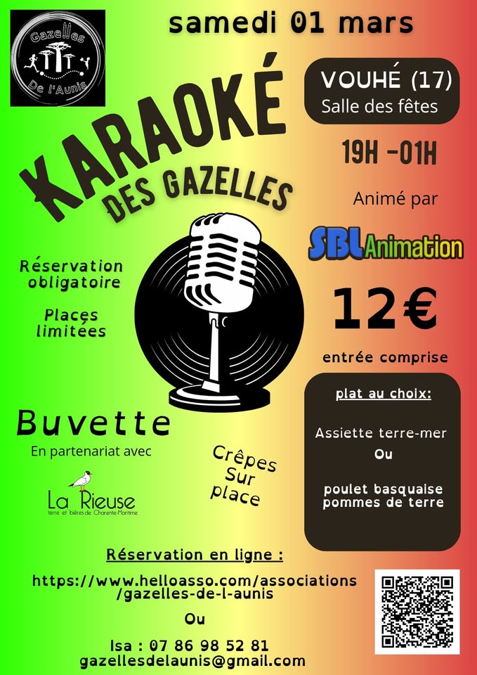 Soirée karaoké à Vouhé le 01/03/2025