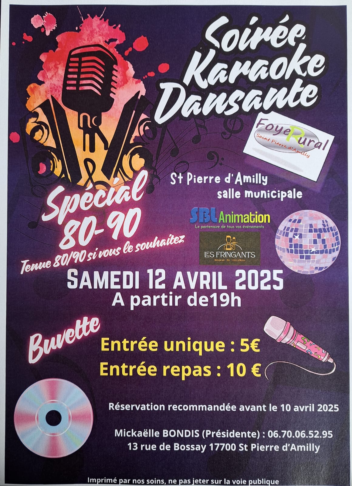 Soirée karaoké à Saint-Pierre d'Amilly le 12/04/2025